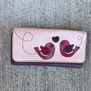 Relic Fossil Wallet Love Birds Pink Trifold Billfold